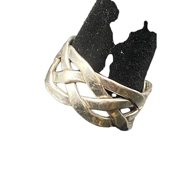 Sterling Silver 925 Open Weave Celtic Knot Ring - Wedding Band size 7.5 - Picture 10 of 11